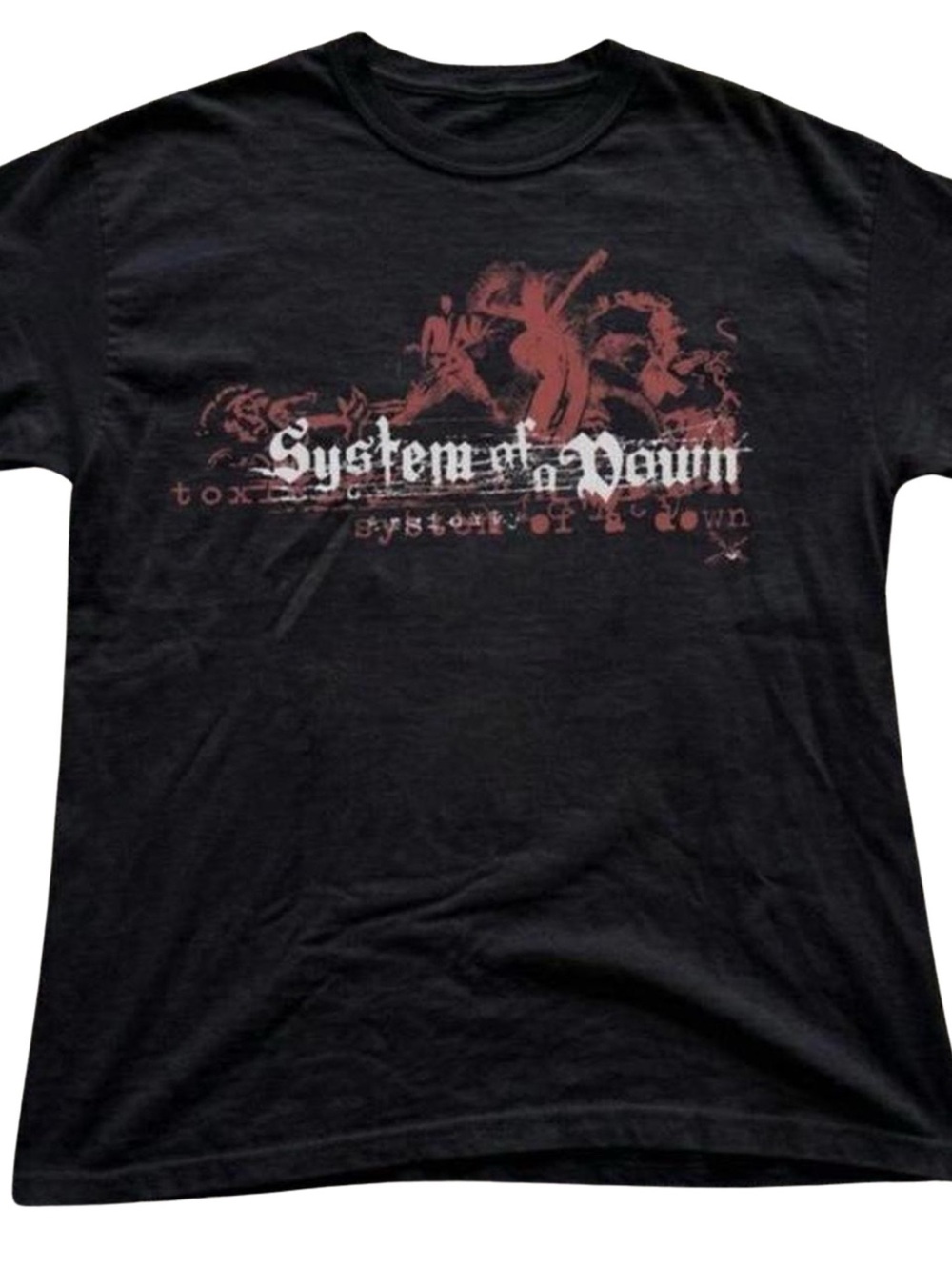 Black System of a Down Graphic Tee with Red Print